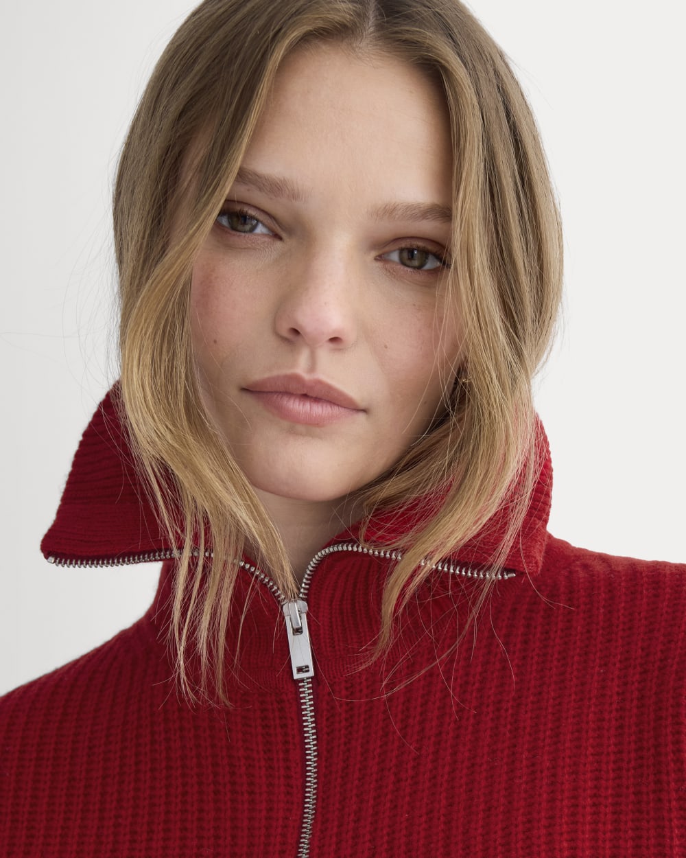 Half-Zip Sweater in Luxe Merino | Berry Red