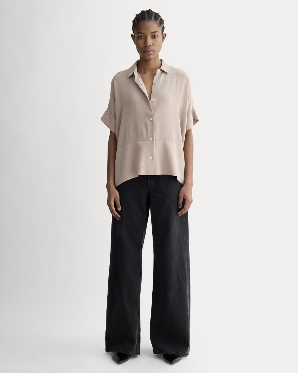 The Boxy Shirt in Washable Silk | Burnt Sugar