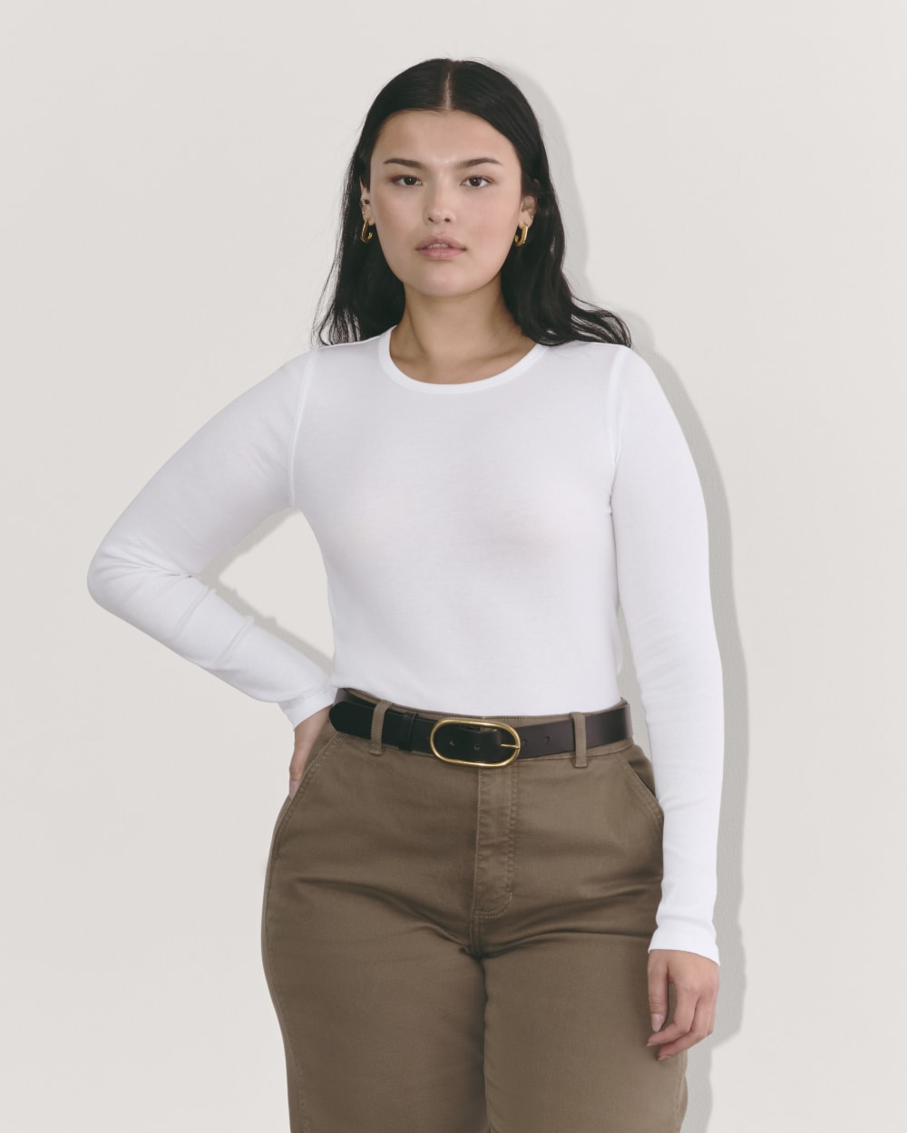 The Luxe Rib Long-Sleeve Crew | White