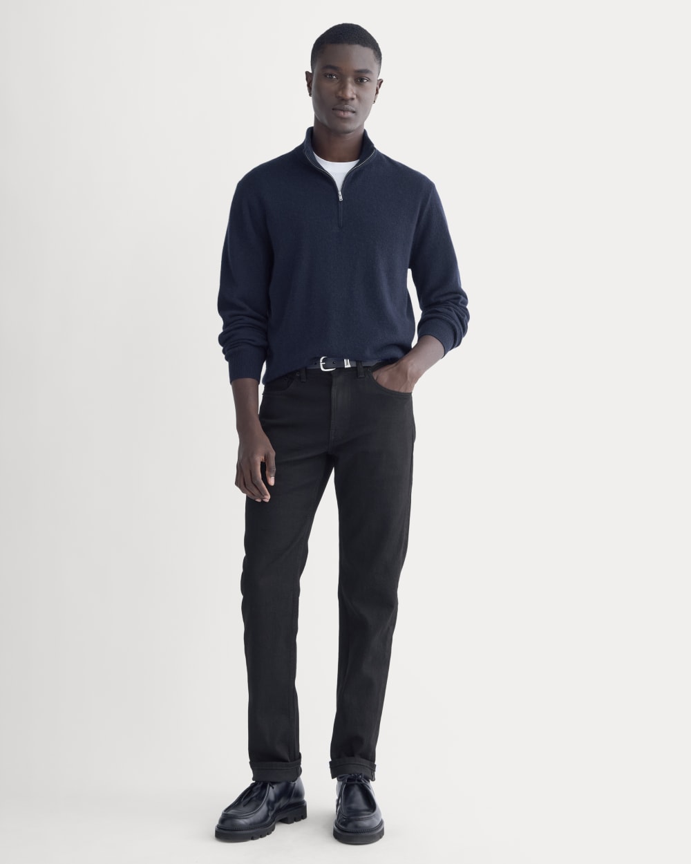 Cashmere Quarter Zip Sweater |  Navy