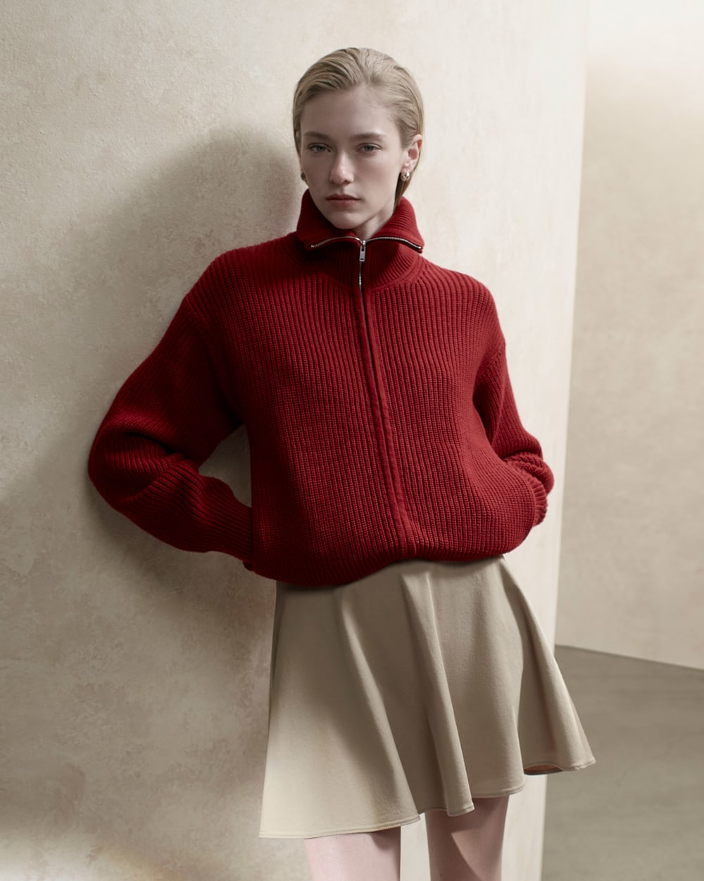The Full-Zip Sweater in Everyday Cotton | Merlot