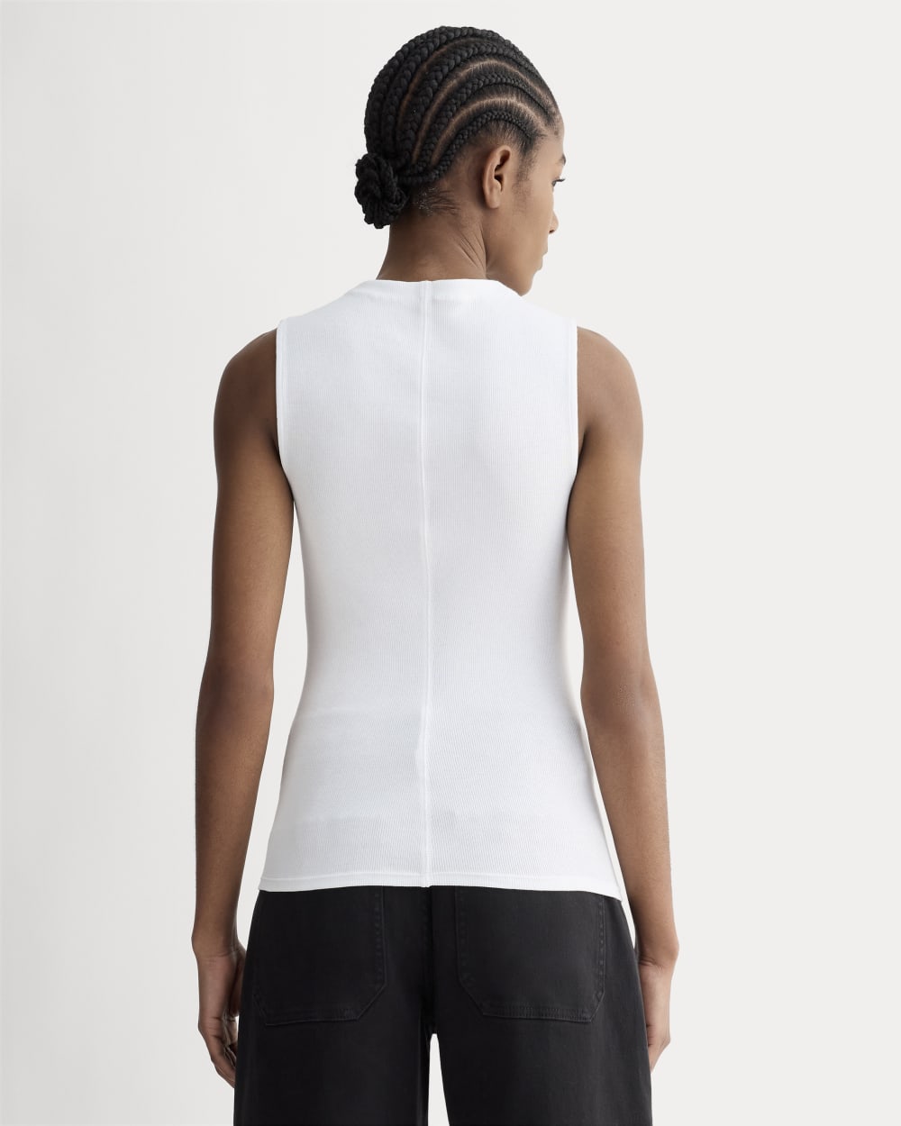 The Luxe Rib Funnel-Neck Tank | White