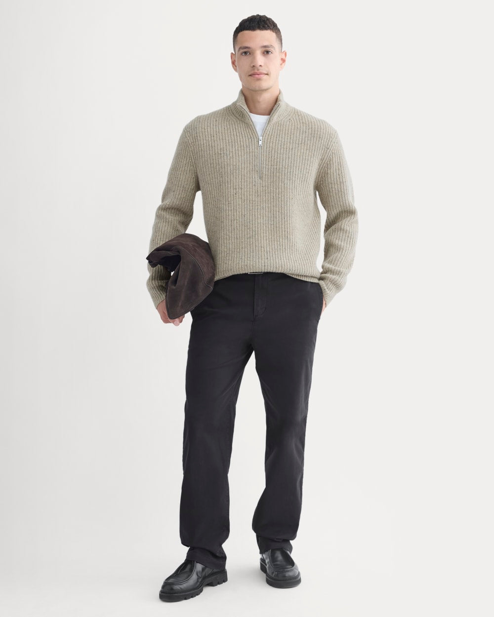 The Felted Merino Half-Zip Sweater | Heather Gravel Donegal