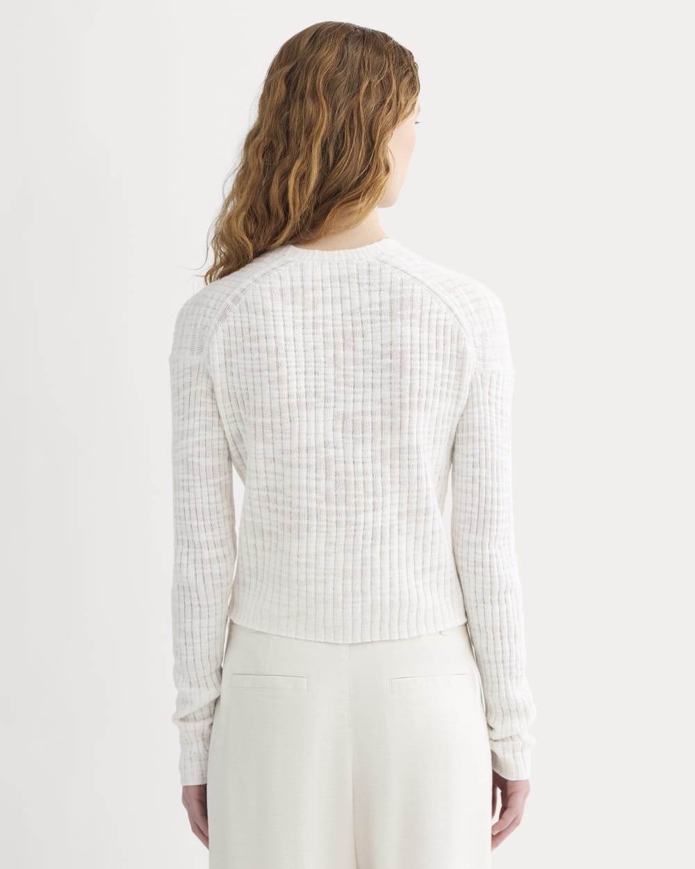 The Ribbed Cardigan in Cotton Linen | White