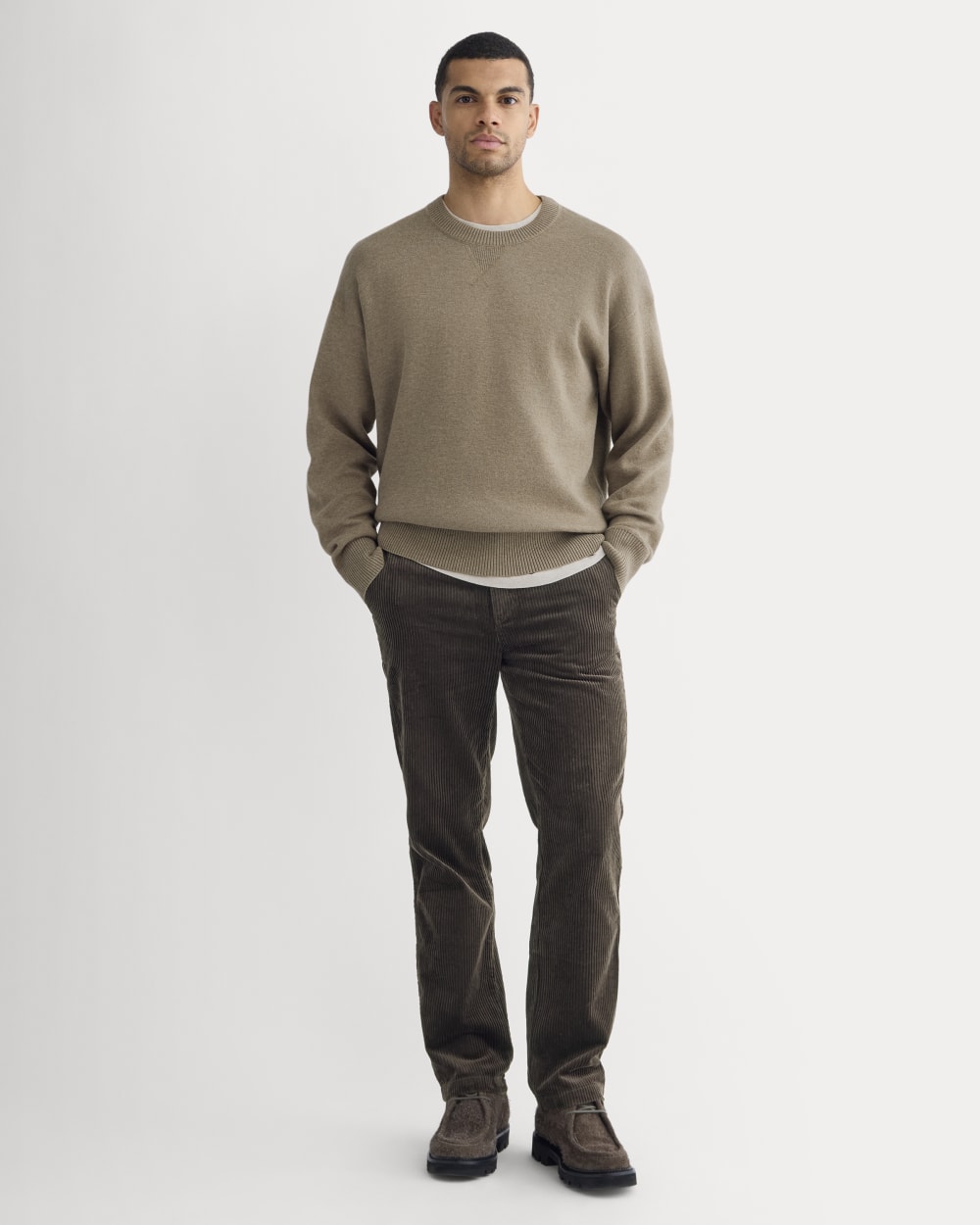 Luxe Merino Double-Knit Sweater | Taupe Melange